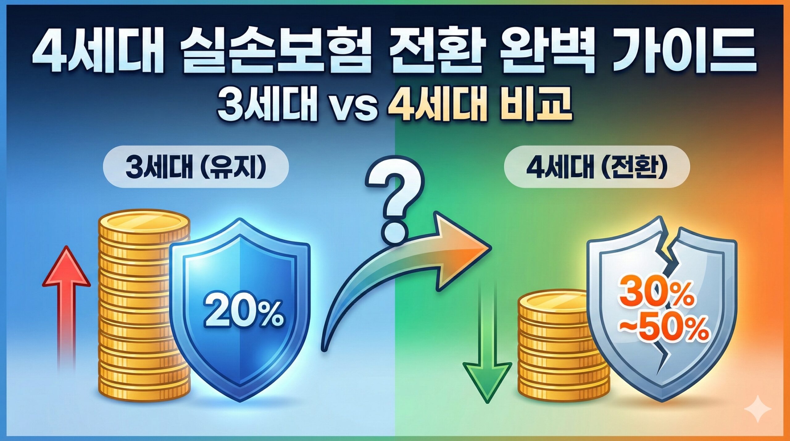 4세대 실손보험 전환 완벽 가이드 썸네일 - 3세대 vs 4세대 비교